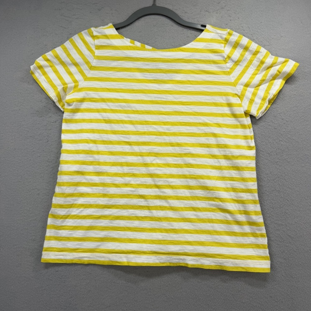 LOFT Vintage Soft Shirt Womens Small S Yellow White Striped Criss Cross V Back